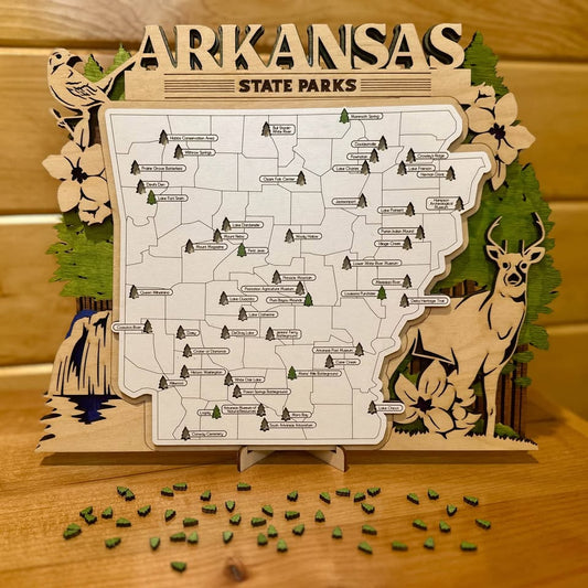 Arkansas State Parks Wooden Tracker Map