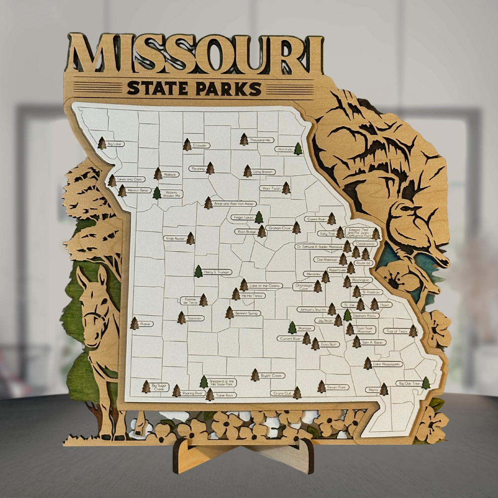 Missouri State Parks Wooden Travel Map