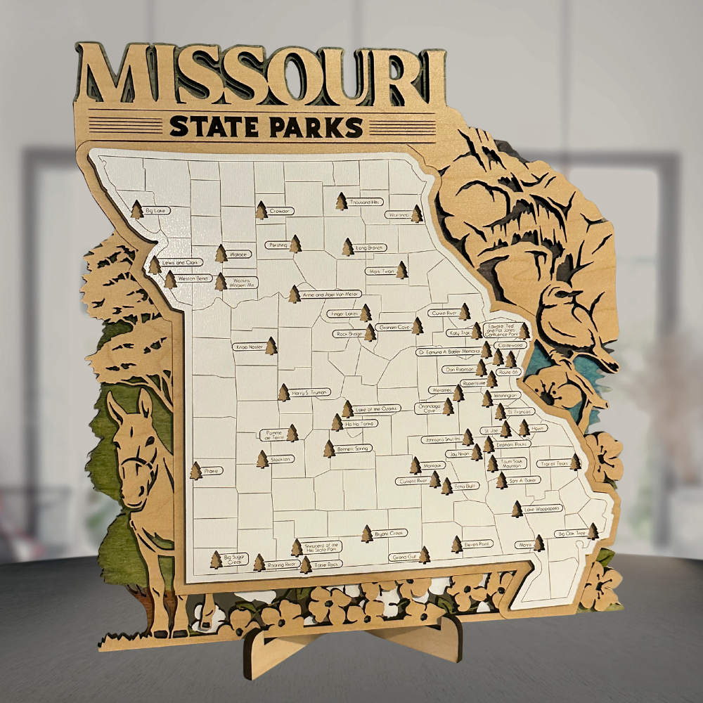 Missouri State Parks Wooden Travel Map