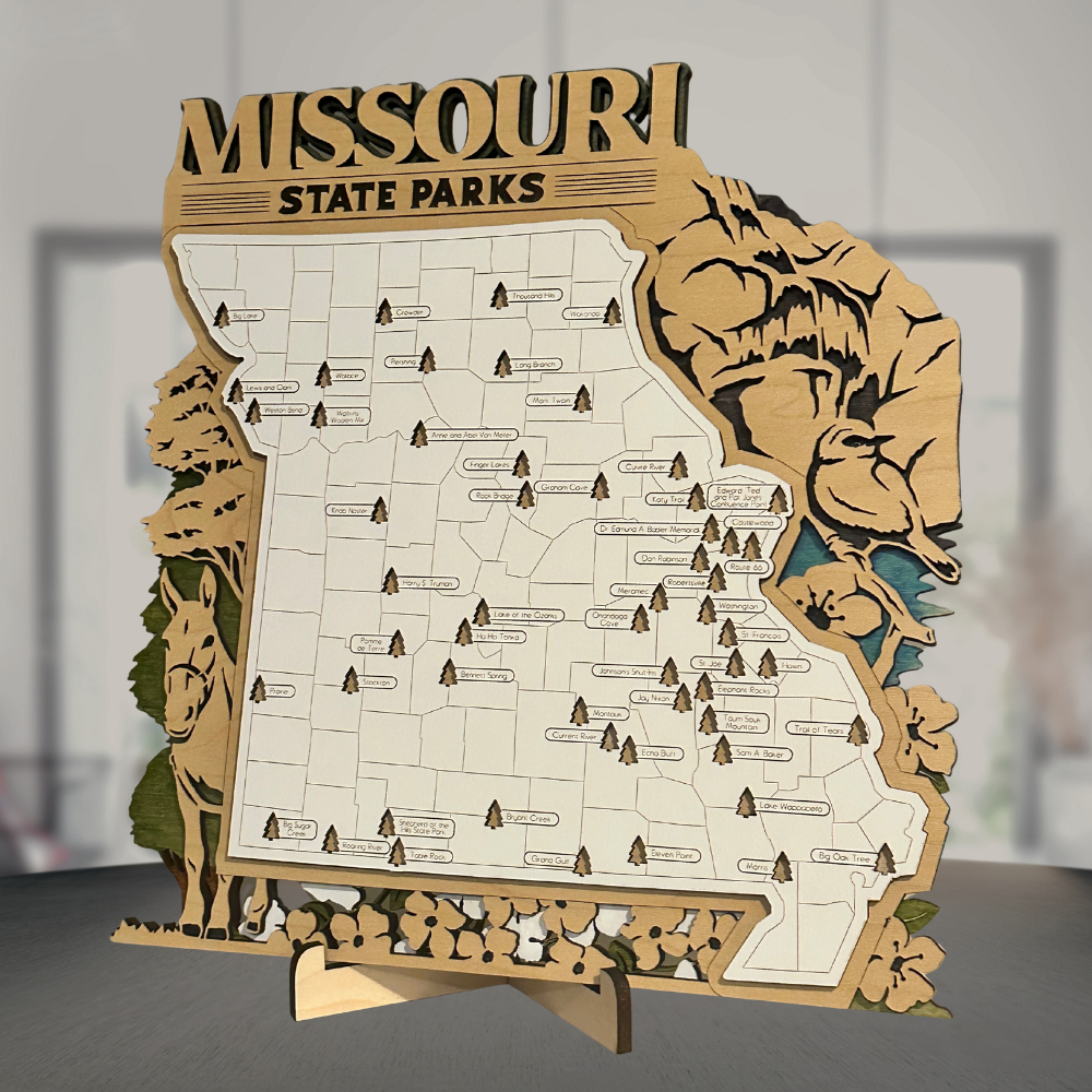 Missouri State Parks Wooden Travel Map