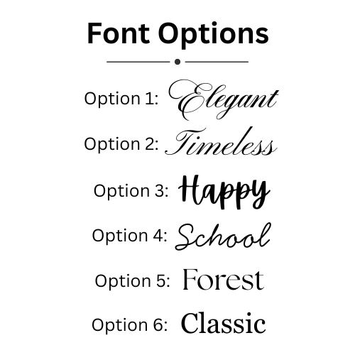 Font options displayed with different styles on a white background