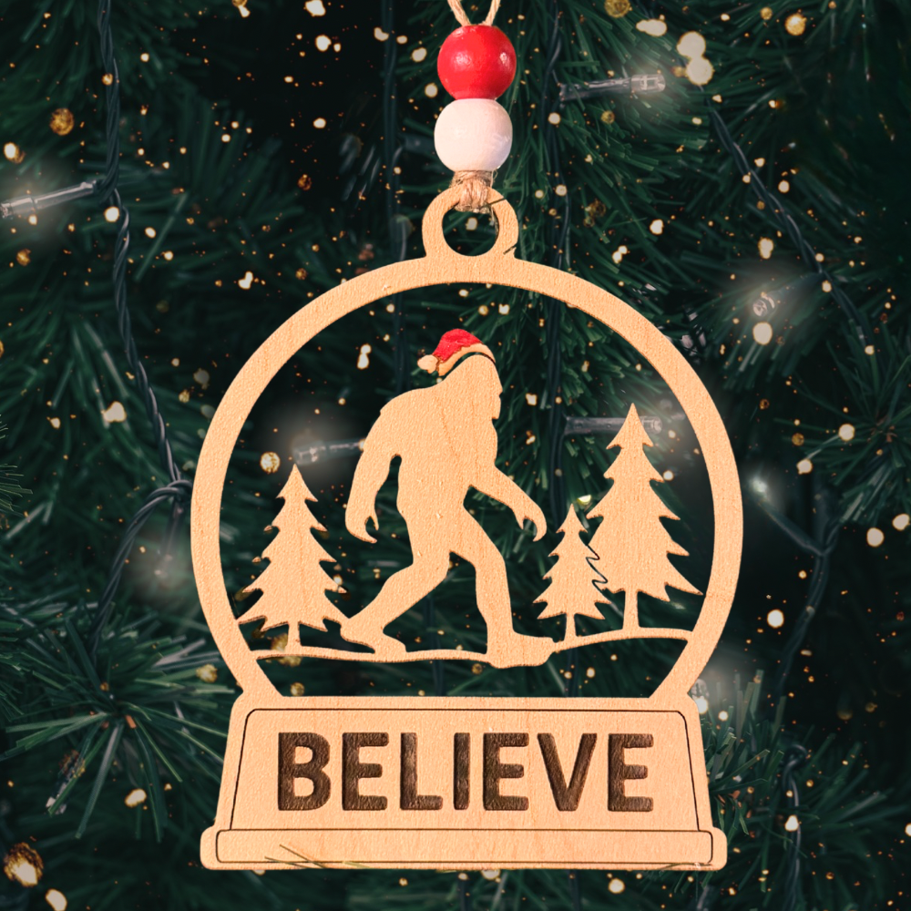 Bigfoot Believe Christmas Ornament