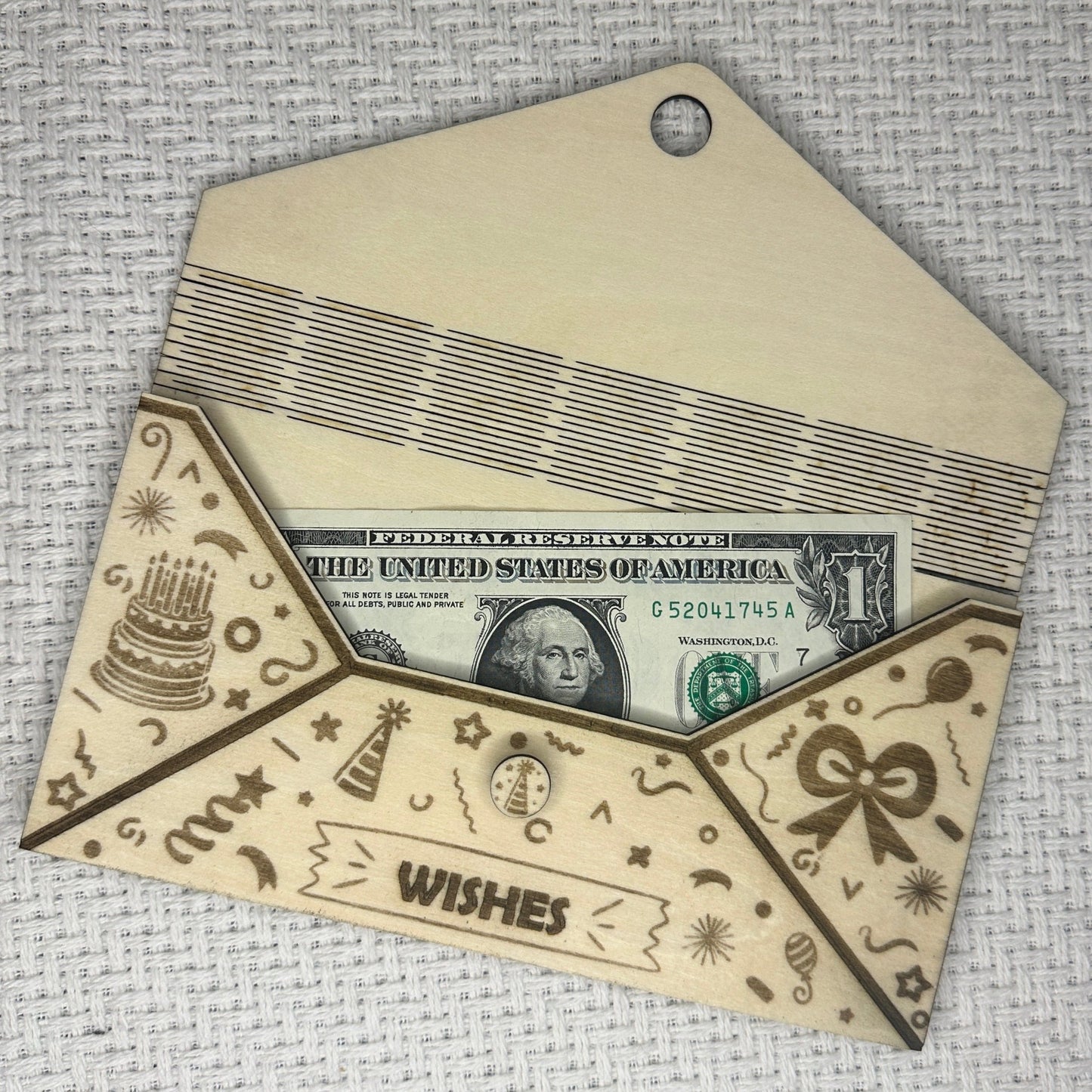 Laser-Cut Wooden Birthday Gift Envelope