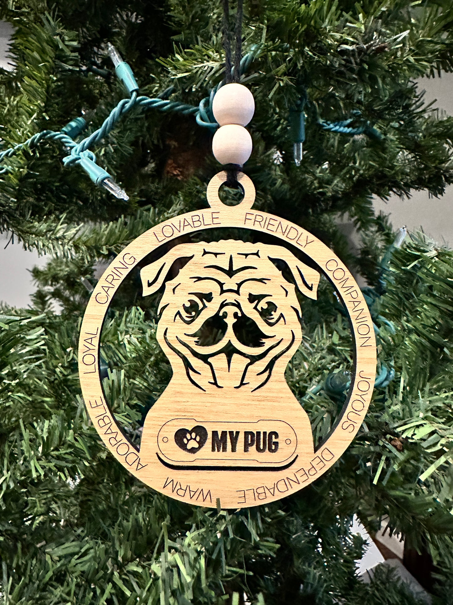 ❤️ My Pup Personalized Dog Breed Wooden Ornament – Laser Engraved Holiday Keepsake