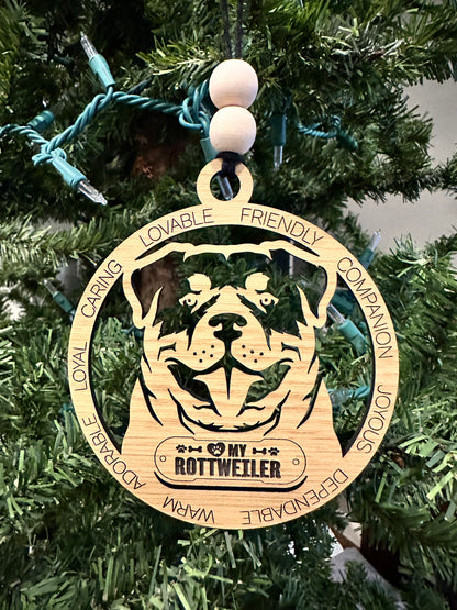 ❤️ My Pup Personalized Dog Breed Wooden Ornament – Laser Engraved Holiday Keepsake