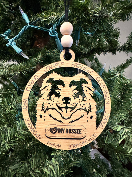 ❤️ My Pup Personalized Dog Breed Wooden Ornament – Laser Engraved Holiday Keepsake