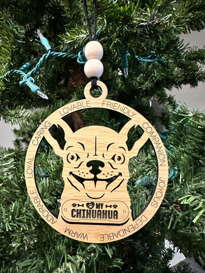 ❤️ My Pup Personalized Dog Breed Wooden Ornament – Laser Engraved Holiday Keepsake