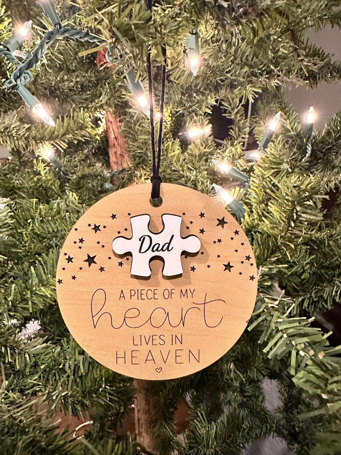 Personalized Memorial Ornament – “A Piece of My Heart Lives in Heaven”