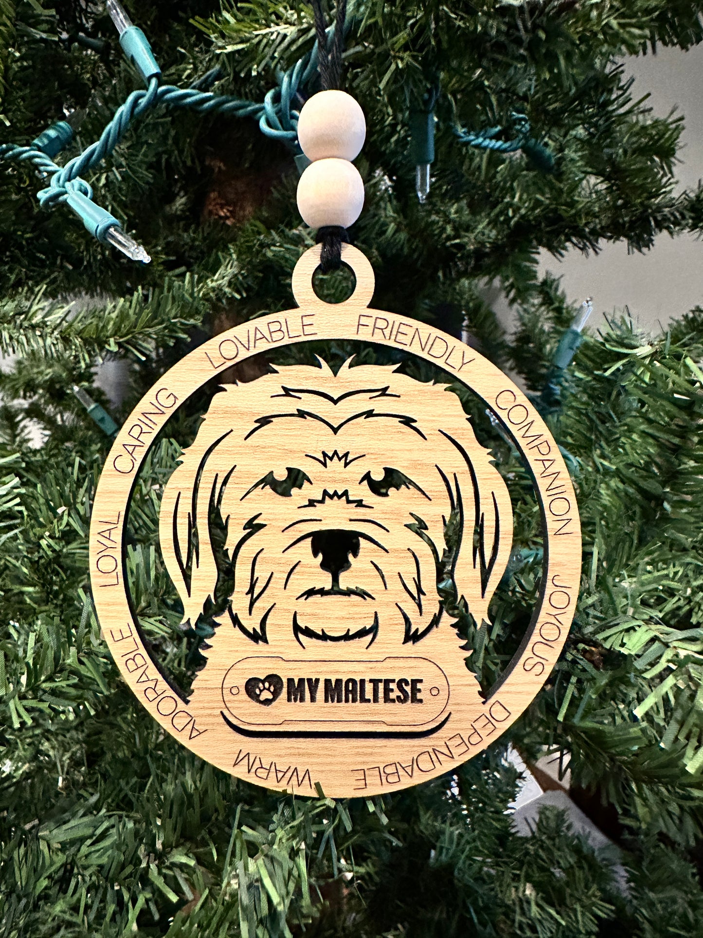 ❤️ My Pup Personalized Dog Breed Wooden Ornament – Laser Engraved Holiday Keepsake