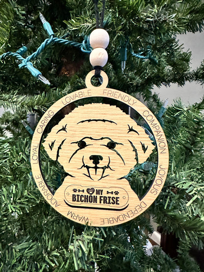 ❤️ My Pup Personalized Dog Breed Wooden Ornament – Laser Engraved Holiday Keepsake