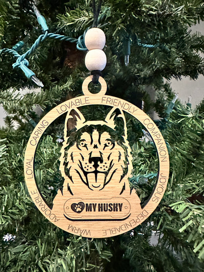 ❤️ My Pup Personalized Dog Breed Wooden Ornament – Laser Engraved Holiday Keepsake