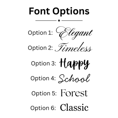 Font options displayed with different styles on a white background