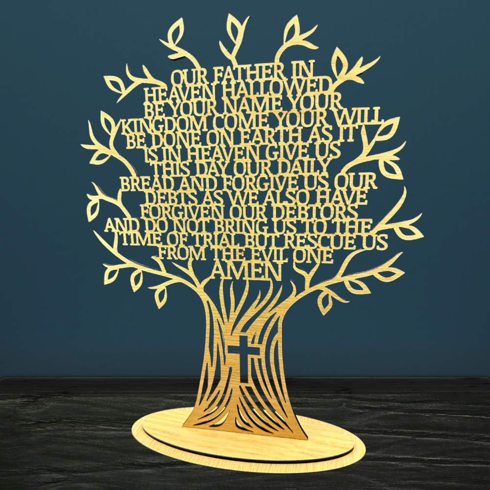 Fillable Prayer Tree Lord’s Prayer Tree of Life – Wooden Christian Decor – Kore Laser Co.