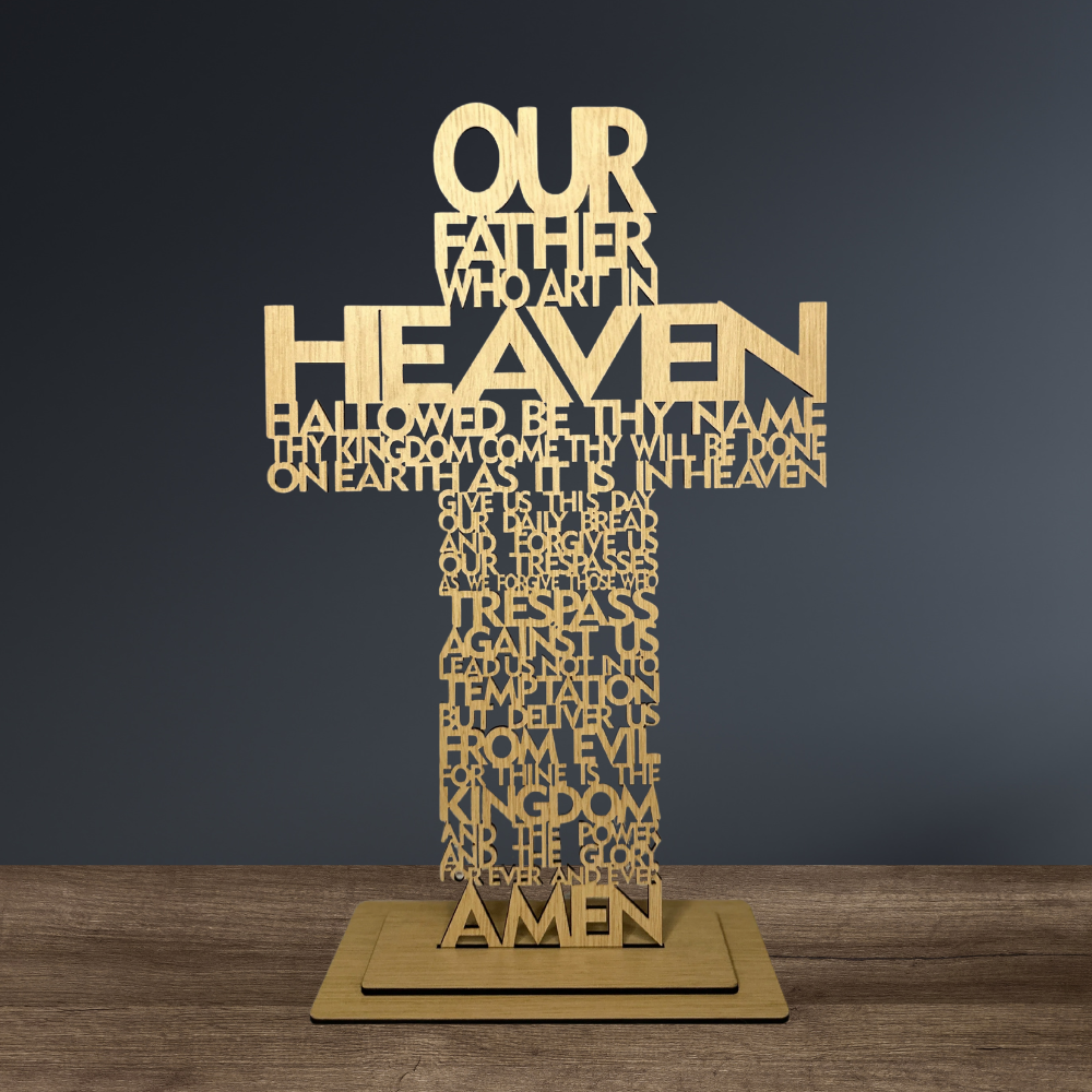 The Lord's Prayer (King James Version) in the shape of a cross.